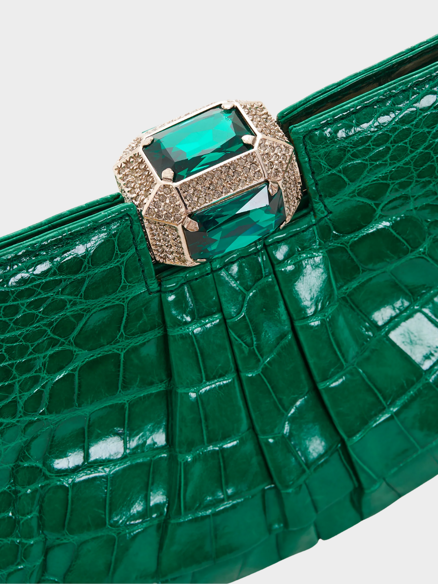 Valentino 2000s Green Embellished Croco Pochette Bag
