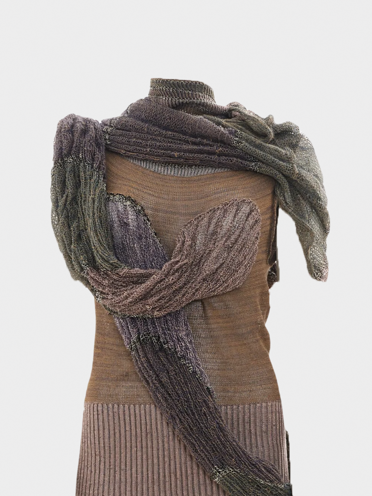 Vivienne Westwood SS 2005 Runway Brown Distressed Linen Scarf Dress