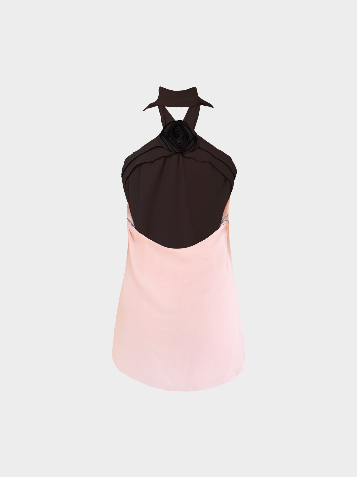 Valentino 2000s Pink Silk Chiffon Floral Detail Halter Neck Top