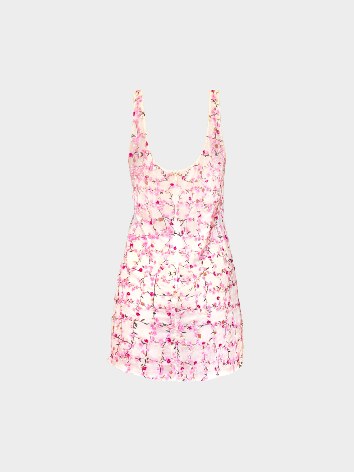 Valentino 2000s Pink Cherry Blossom Beaded Sequin Embroidered Dress