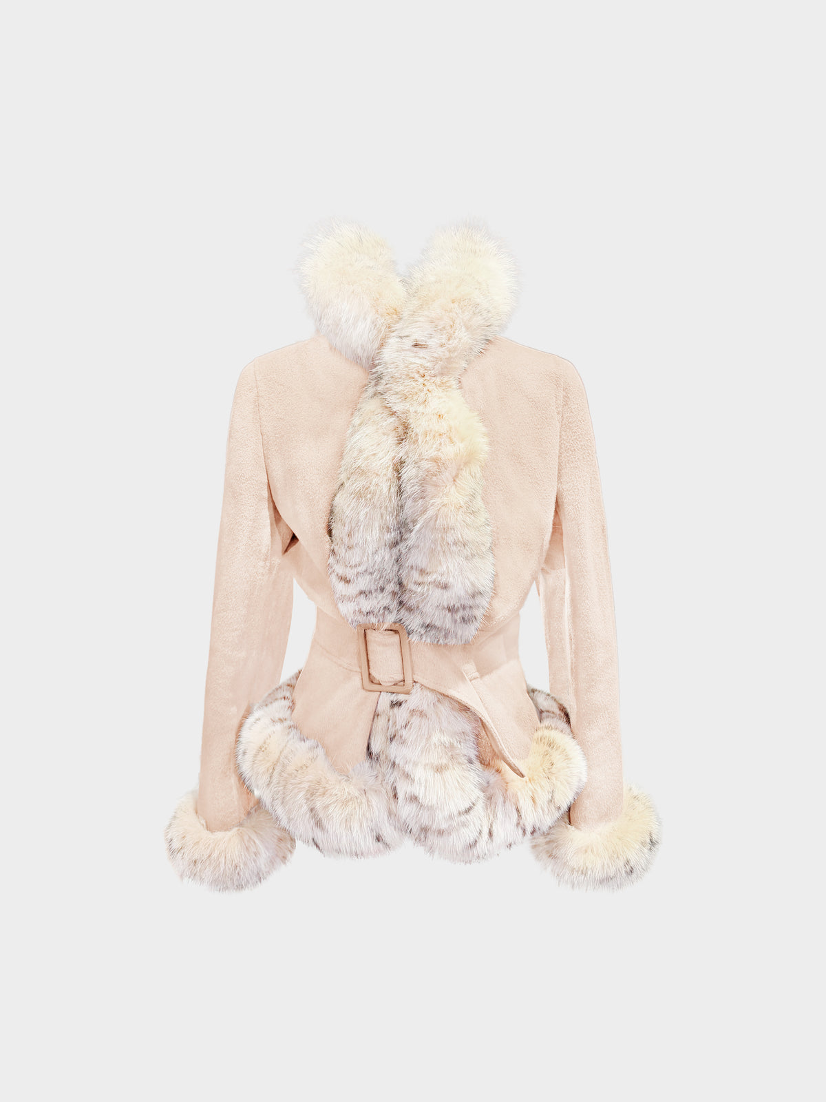 Valentino 2000s Beige Wool Fur-trimmed Jacket