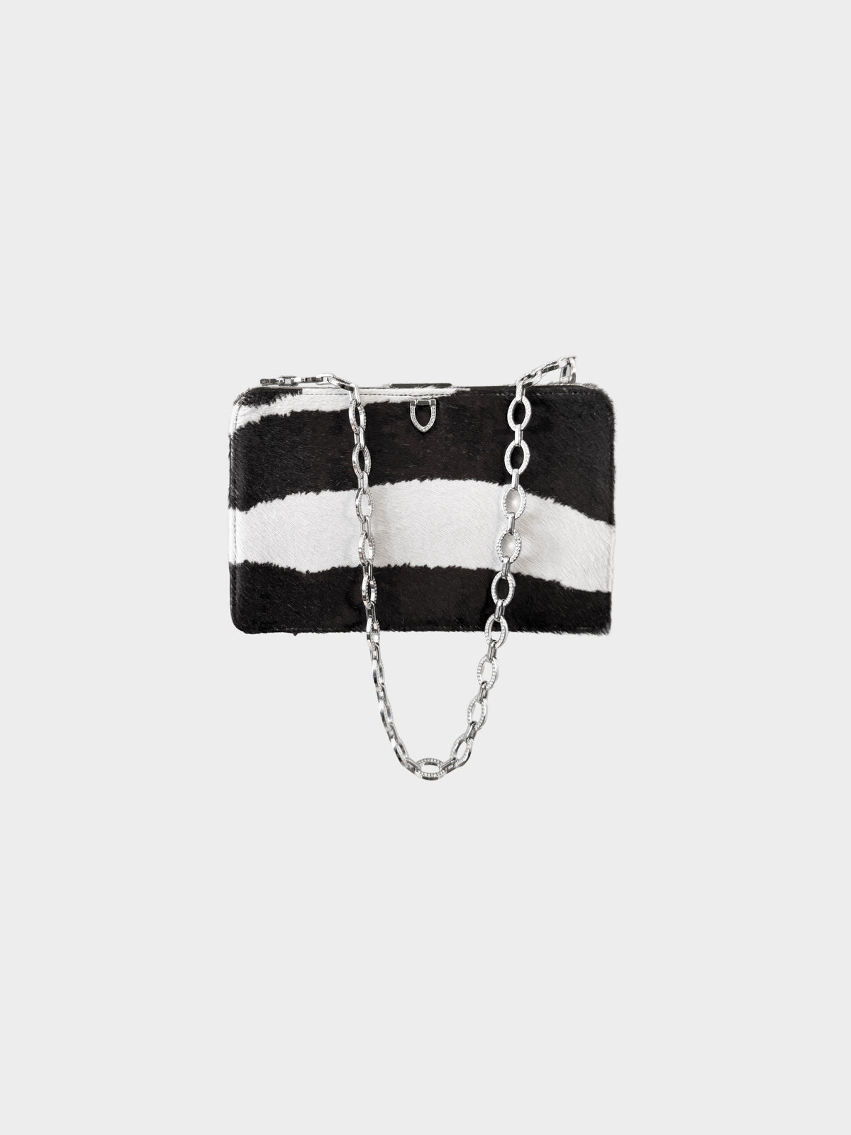 Valentino 2000s Black and White Pony Hair Rhinestone-encrusted Evening Bag