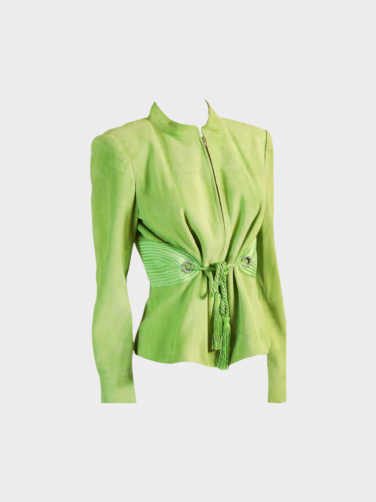 Valentino 2000s Green Suede Leather Jacket