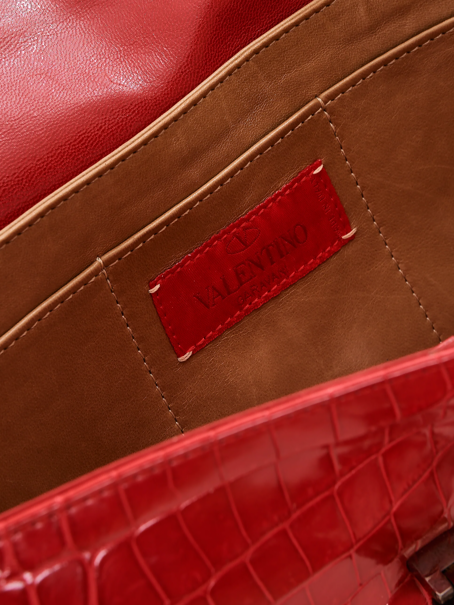 Valentino 2000s Red Butterfly Embellished Crocodile Clutch Bag