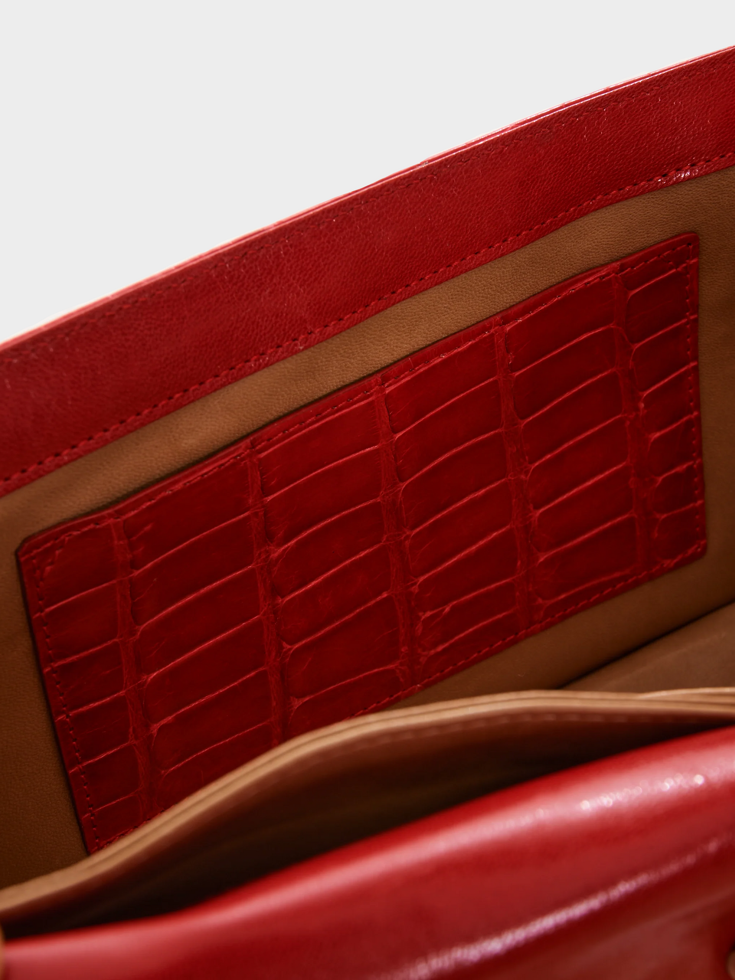 Valentino 2000s Red Butterfly Embellished Crocodile Clutch Bag