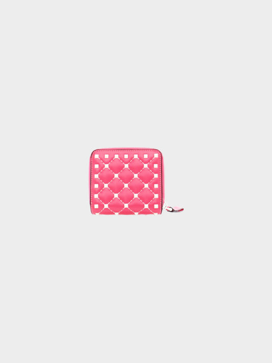 Valentino Late 2010s Pink Rockstud Compact Wallet