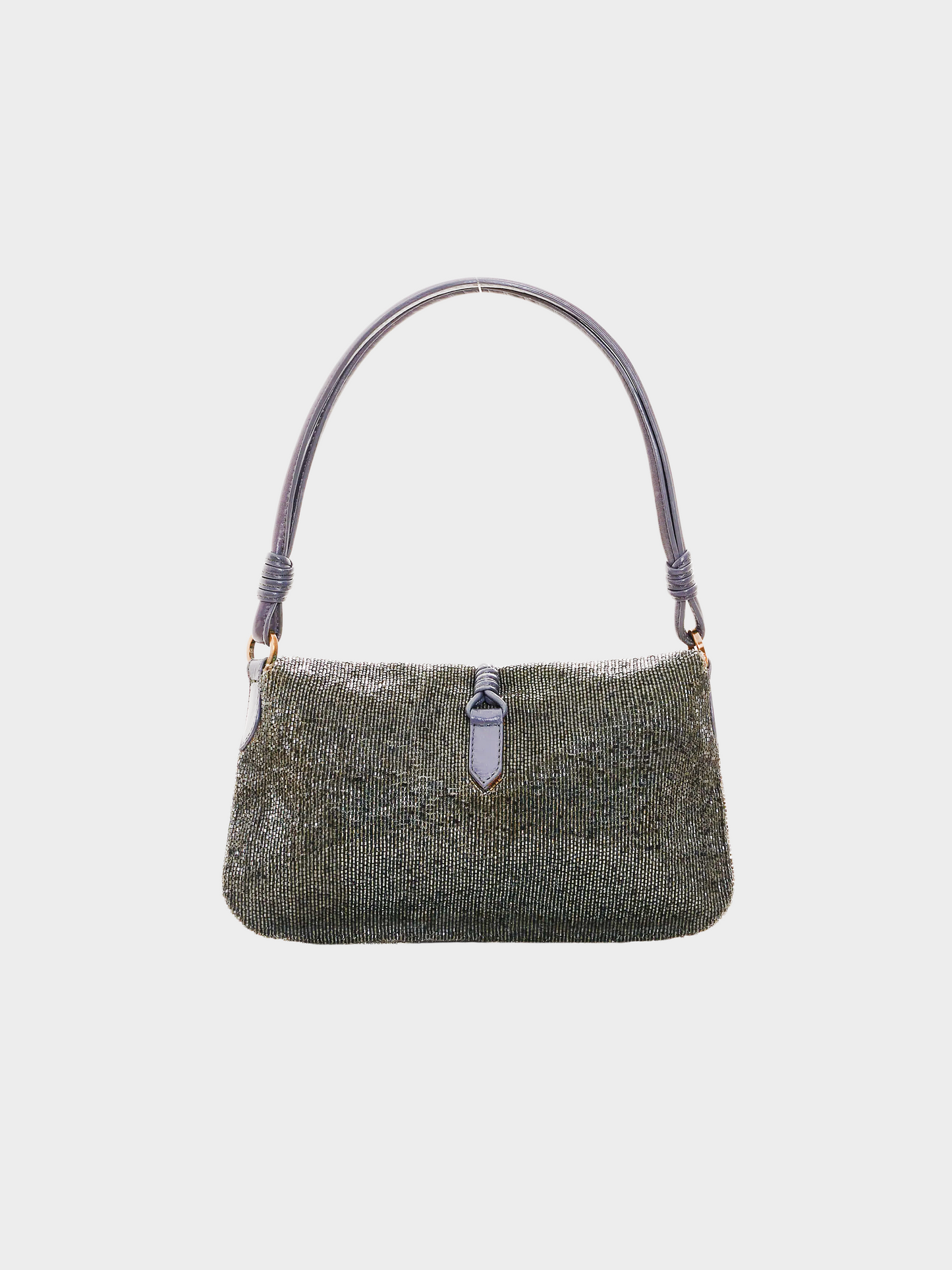 Valentino 2000s Grey Beaded and Embroidered Satin Evening Shoulder Bag