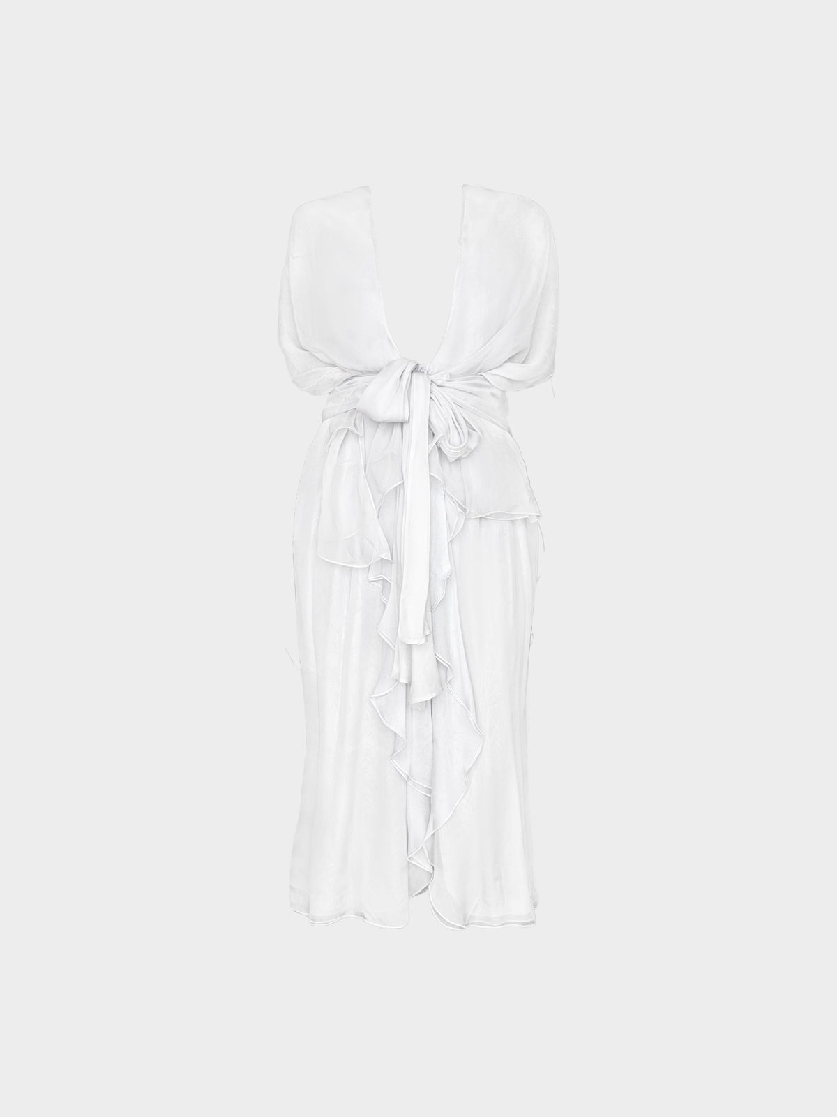 Valentino 2000s Light Grey Silk Chiffon Sheer Dress