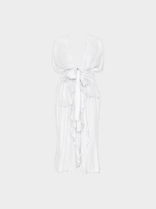 Valentino 2000s Light Grey Silk Chiffon Sheer Dress