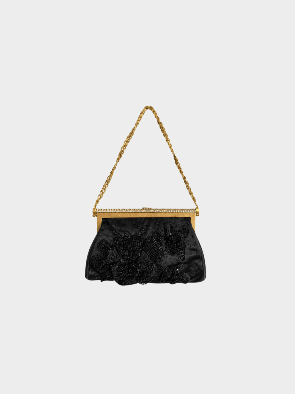 Valentino 2000s Black Satin Clutch Bag