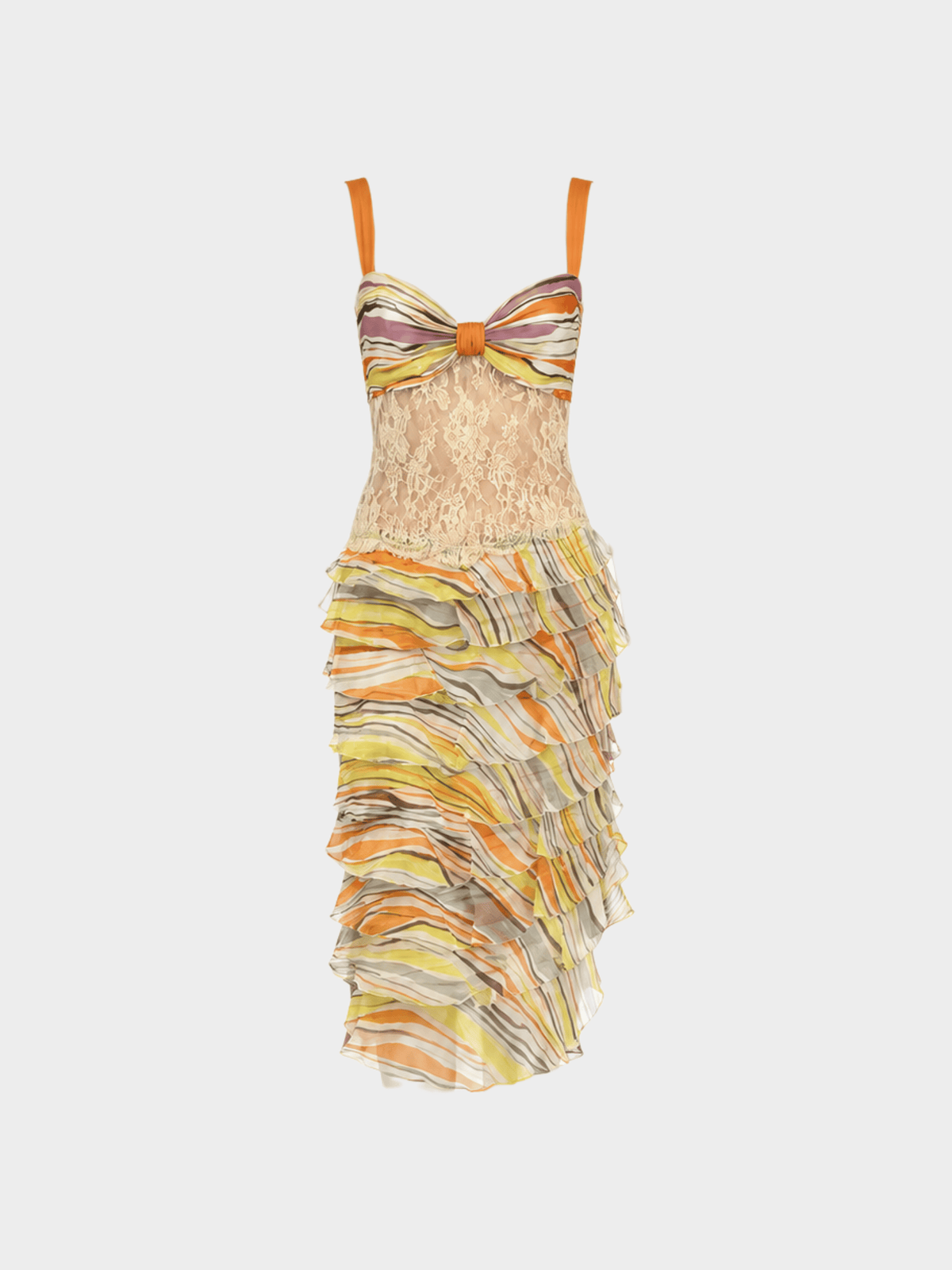 Valentino SS 2005 Runway Multicoloured Lace Ruffle Set