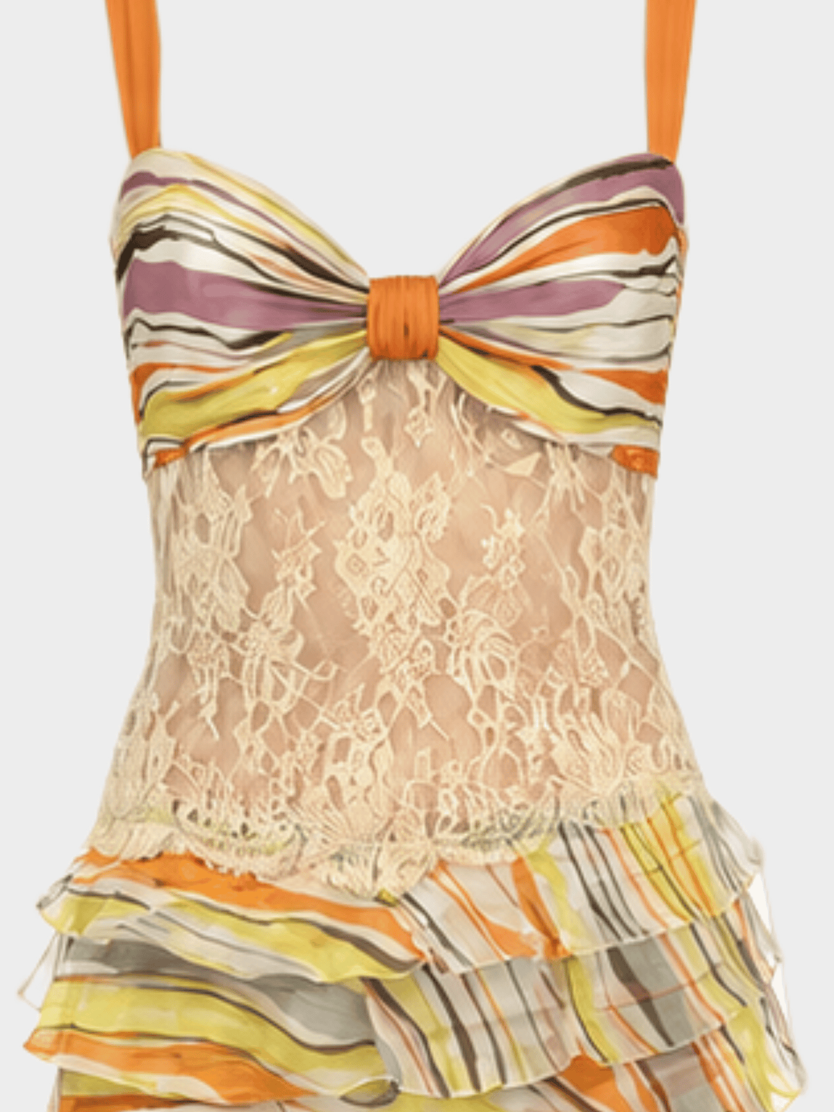 Valentino SS 2005 Runway Multicoloured Lace Ruffle Set