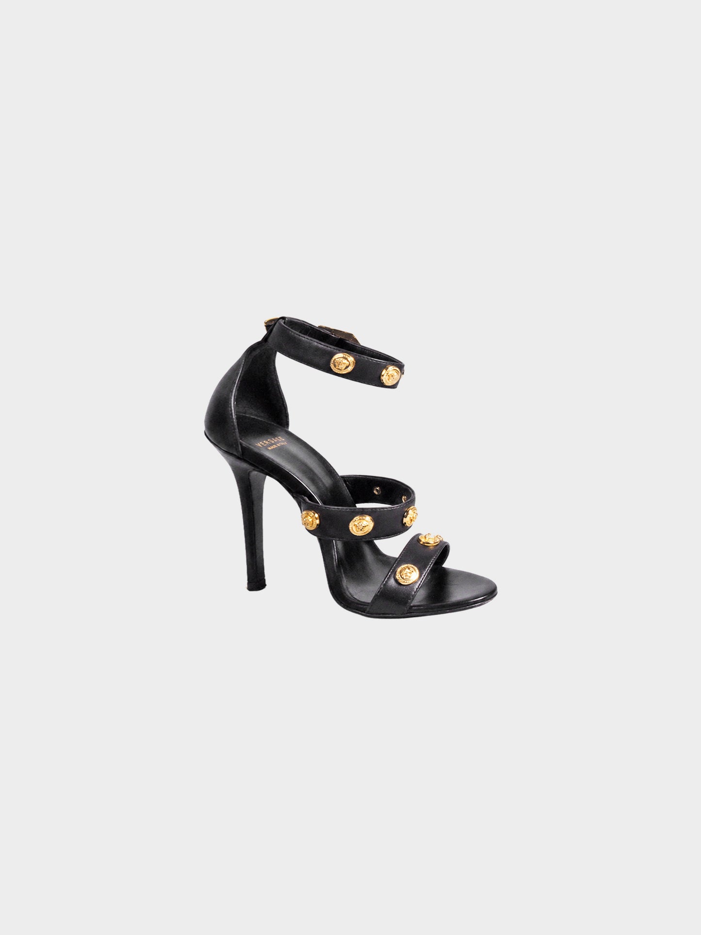 Gianni Versace 2010s Black Leather Medusa Head Heels