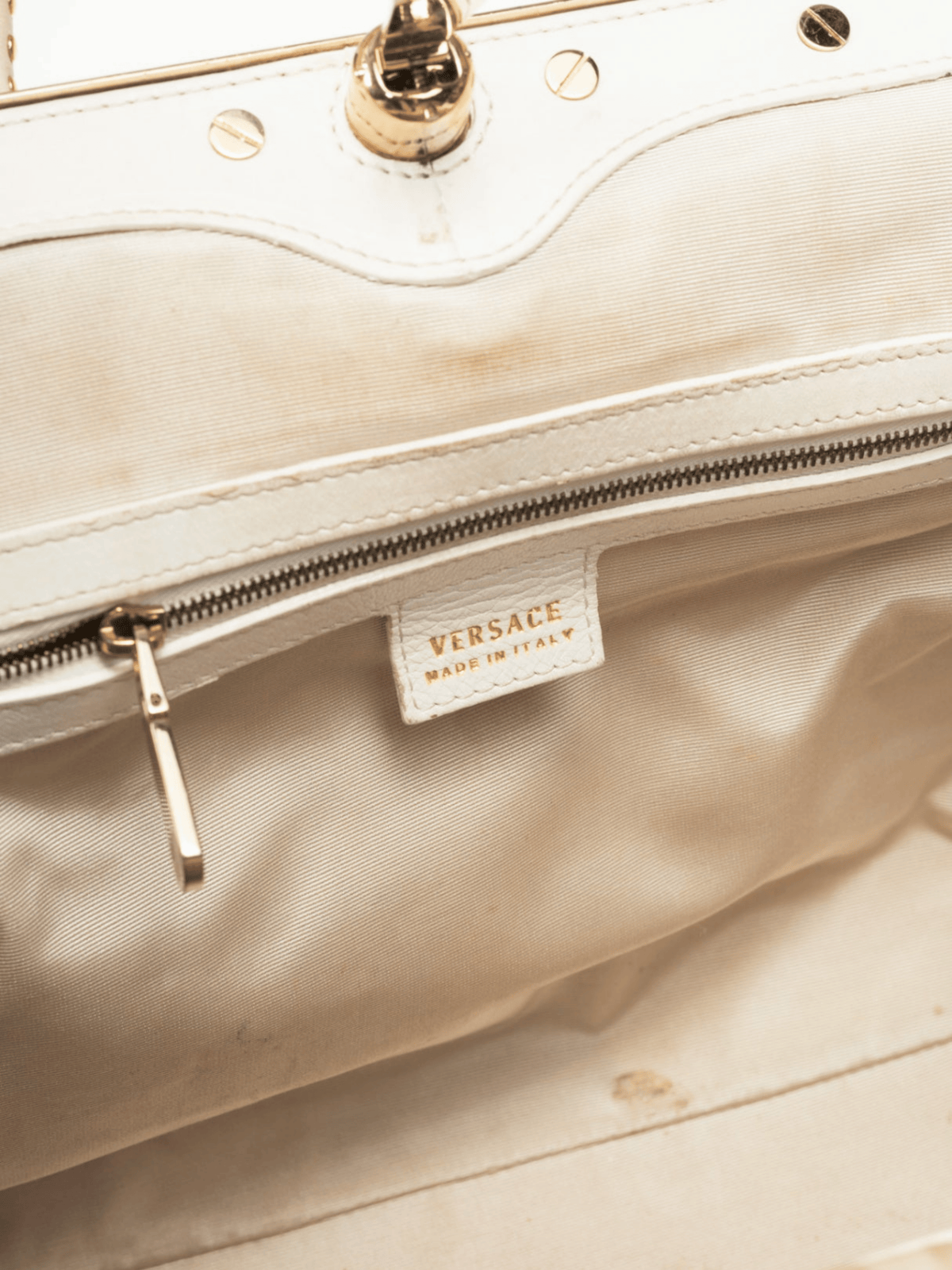 Versace SS 2009 Runway White Leather Studded Frame Satchel