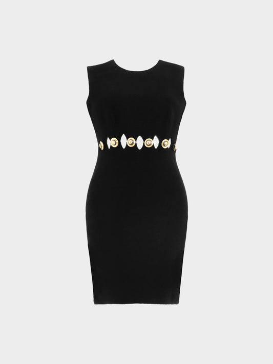 Gianni Versace FW 1994 Black Wool Medusa Cut-Out Dress