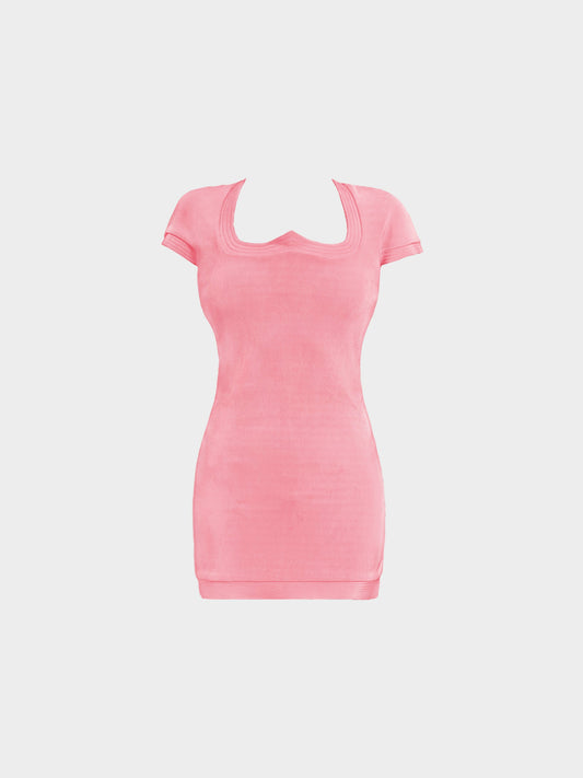 Gianni Versace 2000s Pink Viscose Fitted Mini Dress