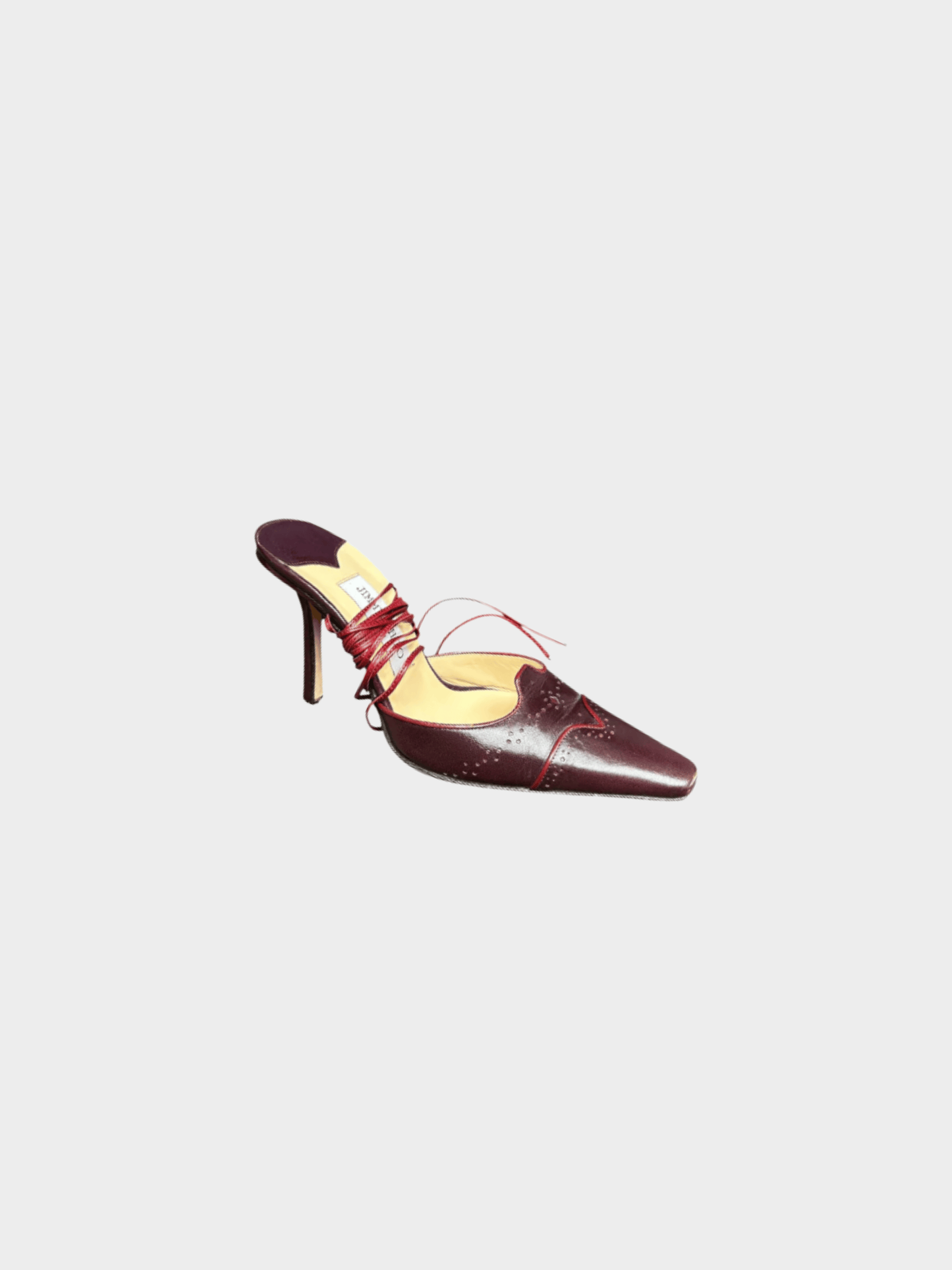 Jimmy Choo 2000s Burgundy Leather Wrap Around Heels