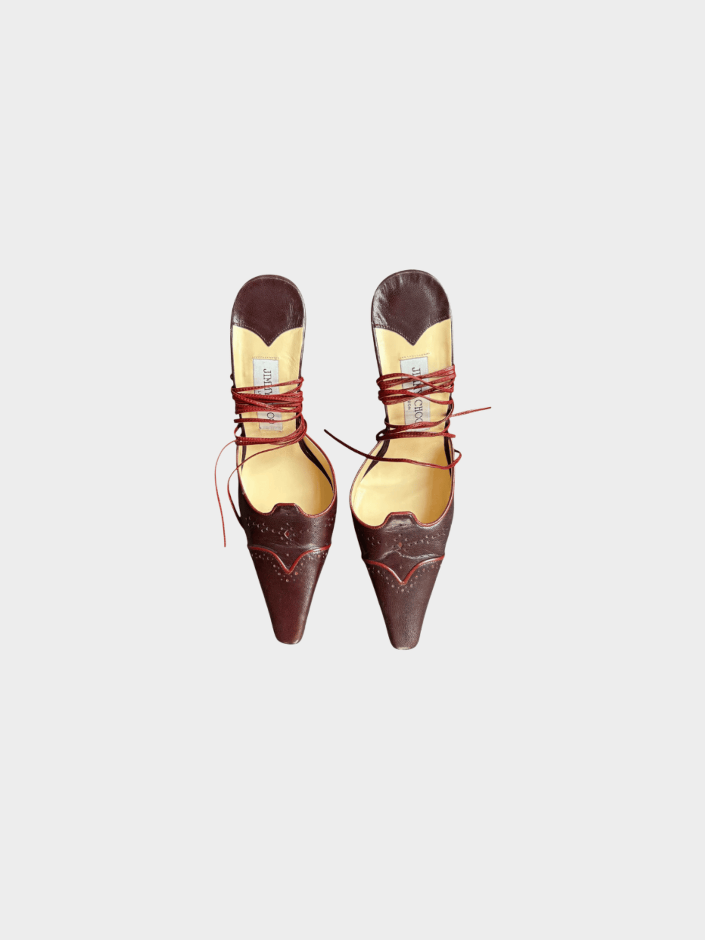 Jimmy Choo 2000s Burgundy Leather Wrap Around Heels