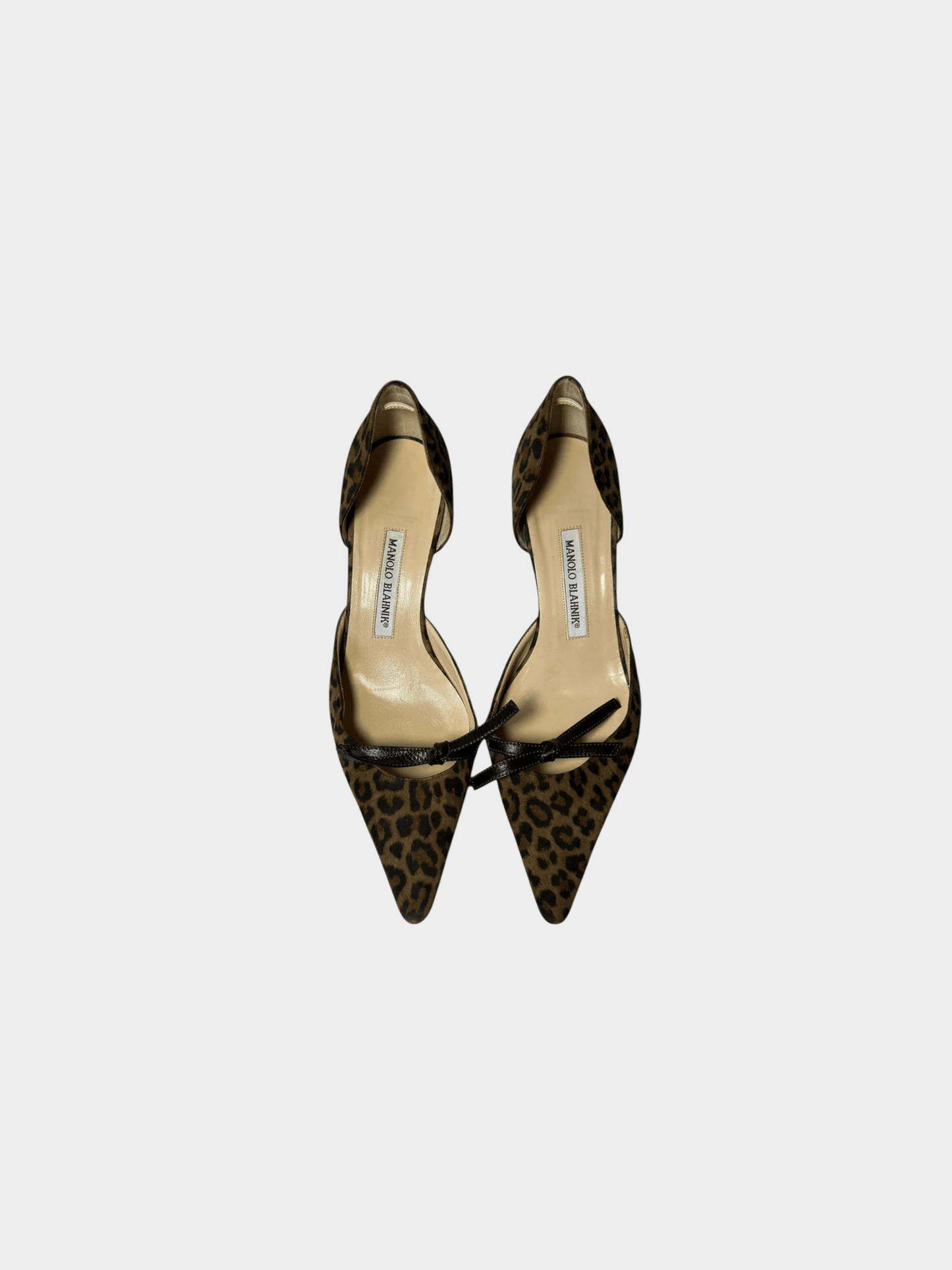 Manolo Blahnik 2000s Leopard Print Bow Tie Heels