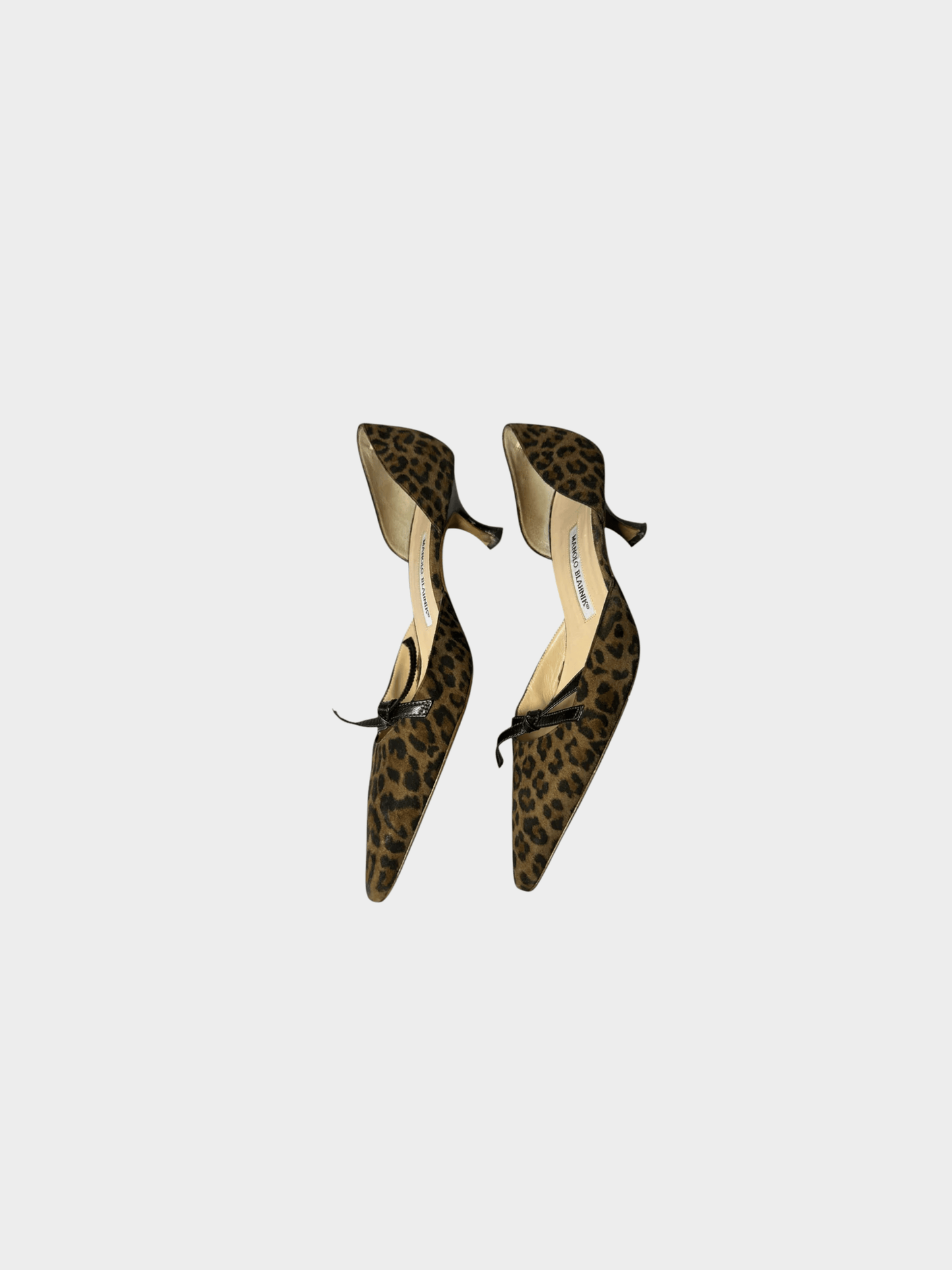 Manolo Blahnik 2000s Leopard Print Bow Tie Heels