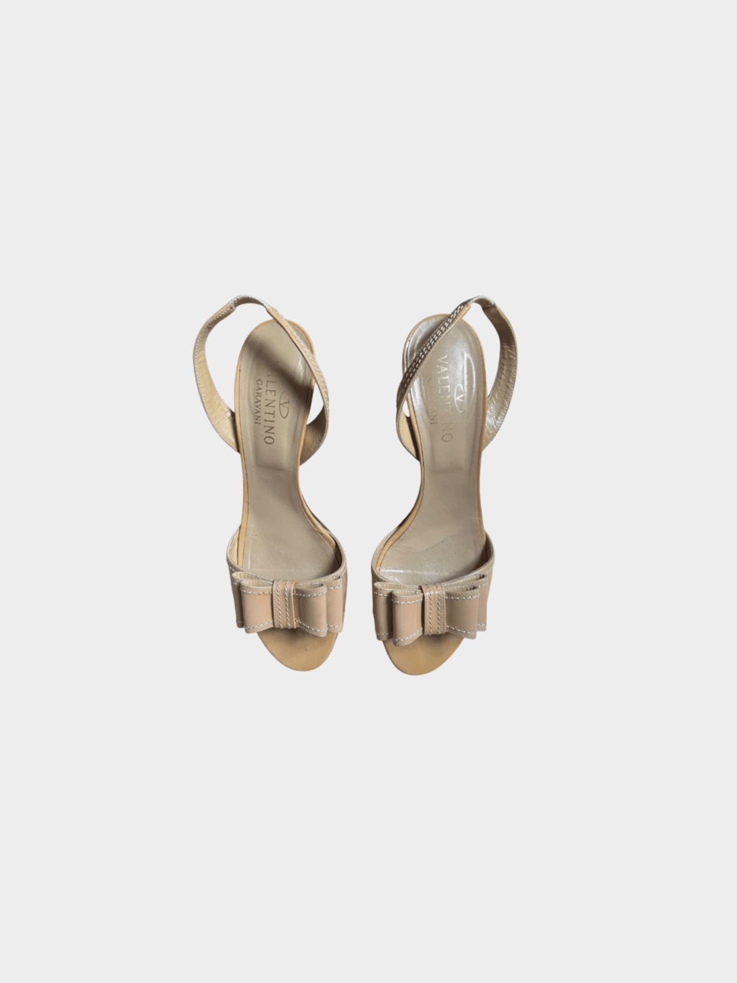 Valentino 2000s Nude Bow Tie Slingback Heels