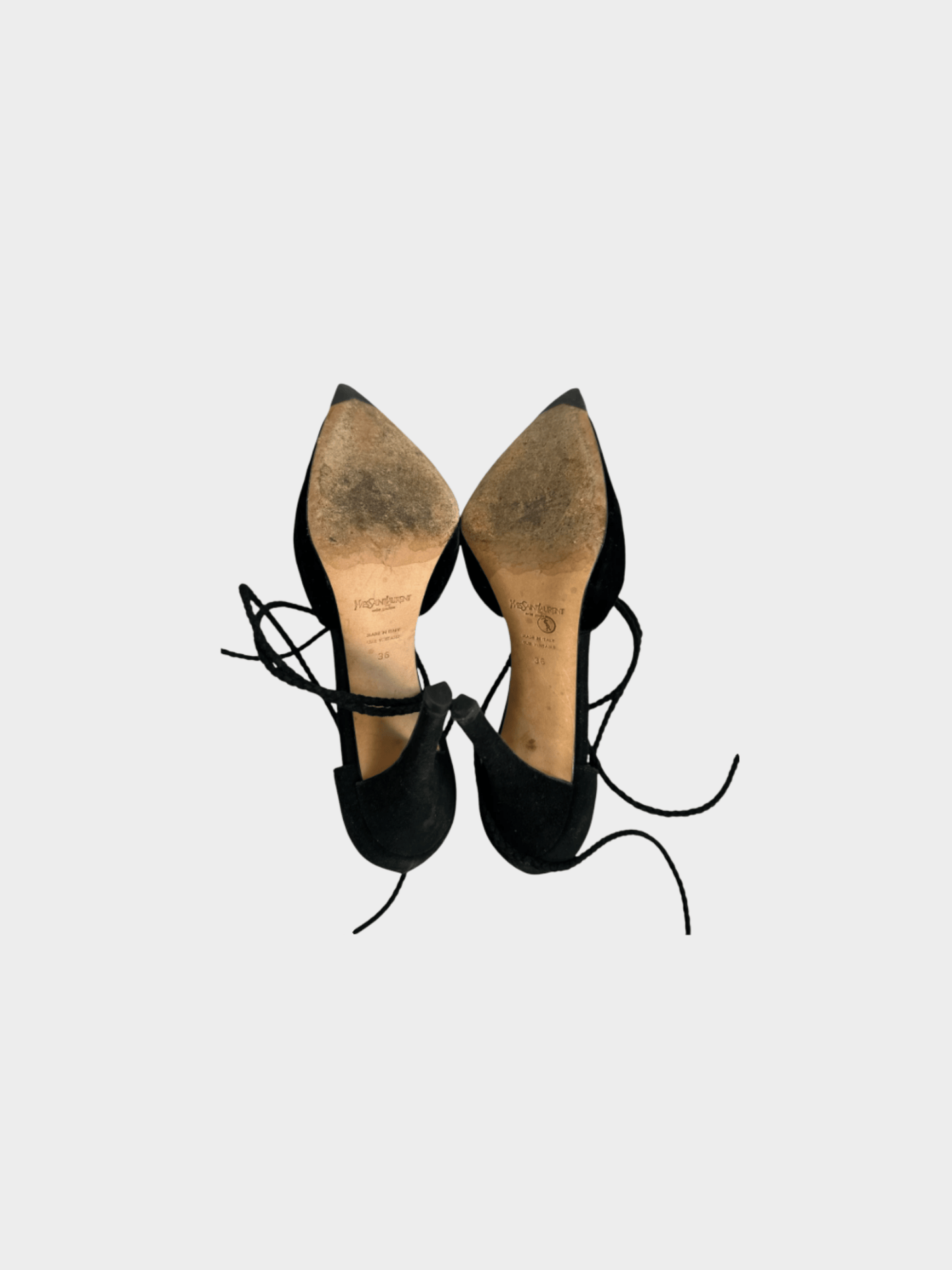 Yves Saint Laurent 2000s Black Velvet Wrap Around Heels
