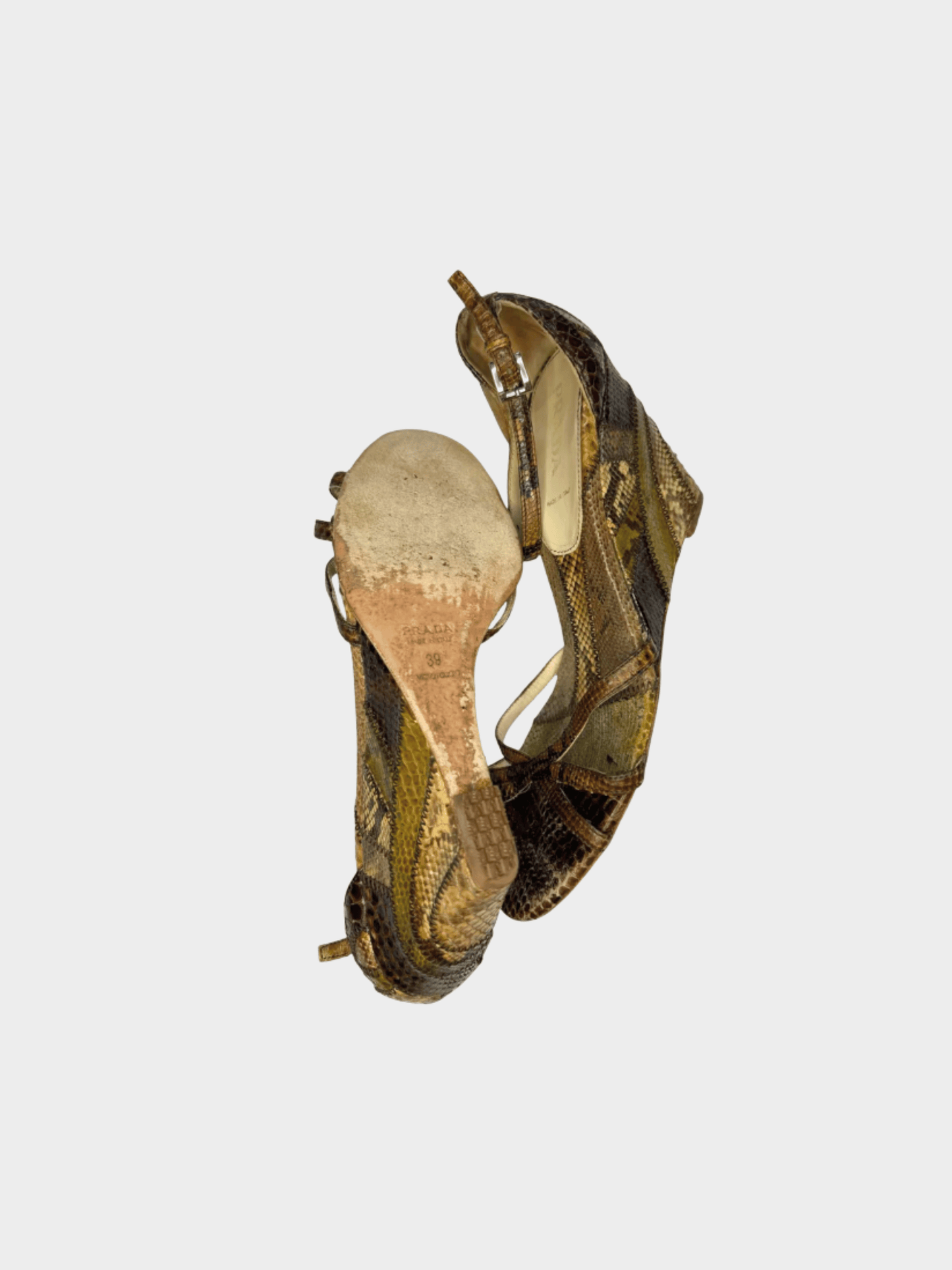 Prada 2000s Multicolored Python Skin Wedge