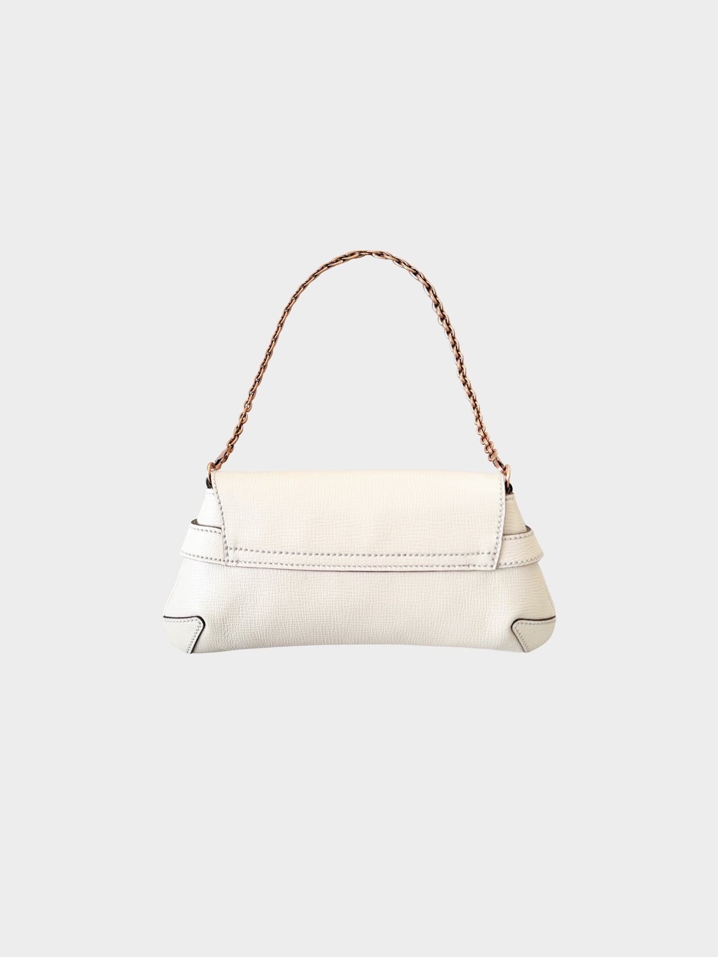 Gucci by Tom Ford 2000s White Leather Horsebit Chain Clutch Bag