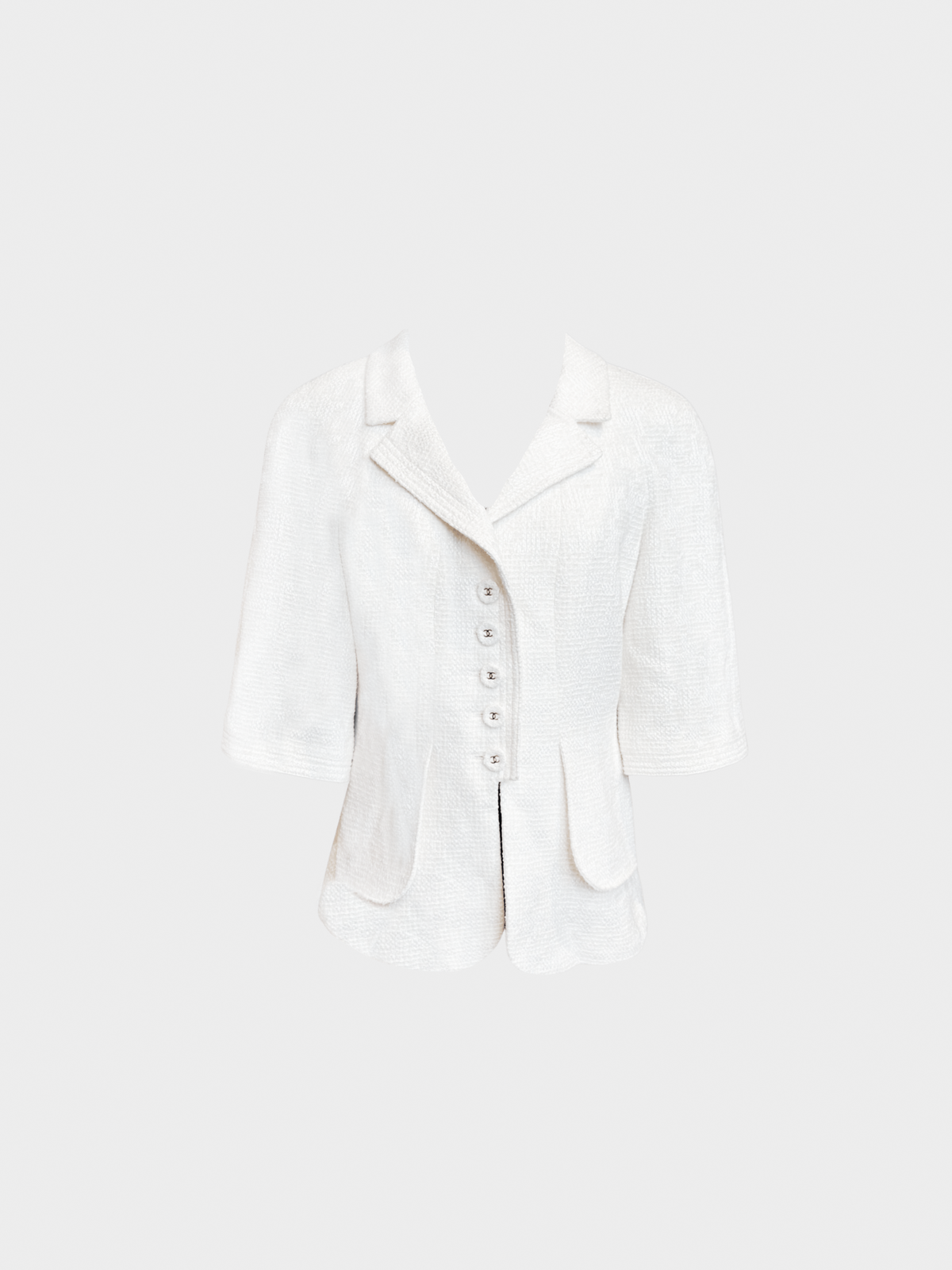 Chanel SS 2007 White Tweed Short-Sleeve Jacket