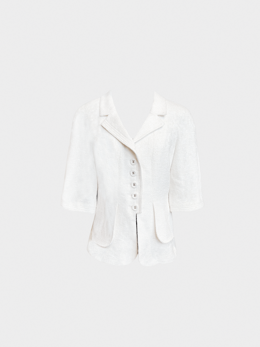 Chanel SS 2007 White Tweed Short-Sleeve Jacket