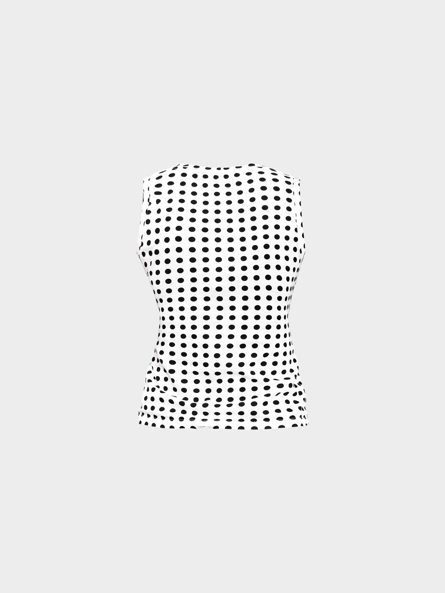 Yves Saint Laurent 2000s White and Black Polka Dot YSL Logo Tank Top