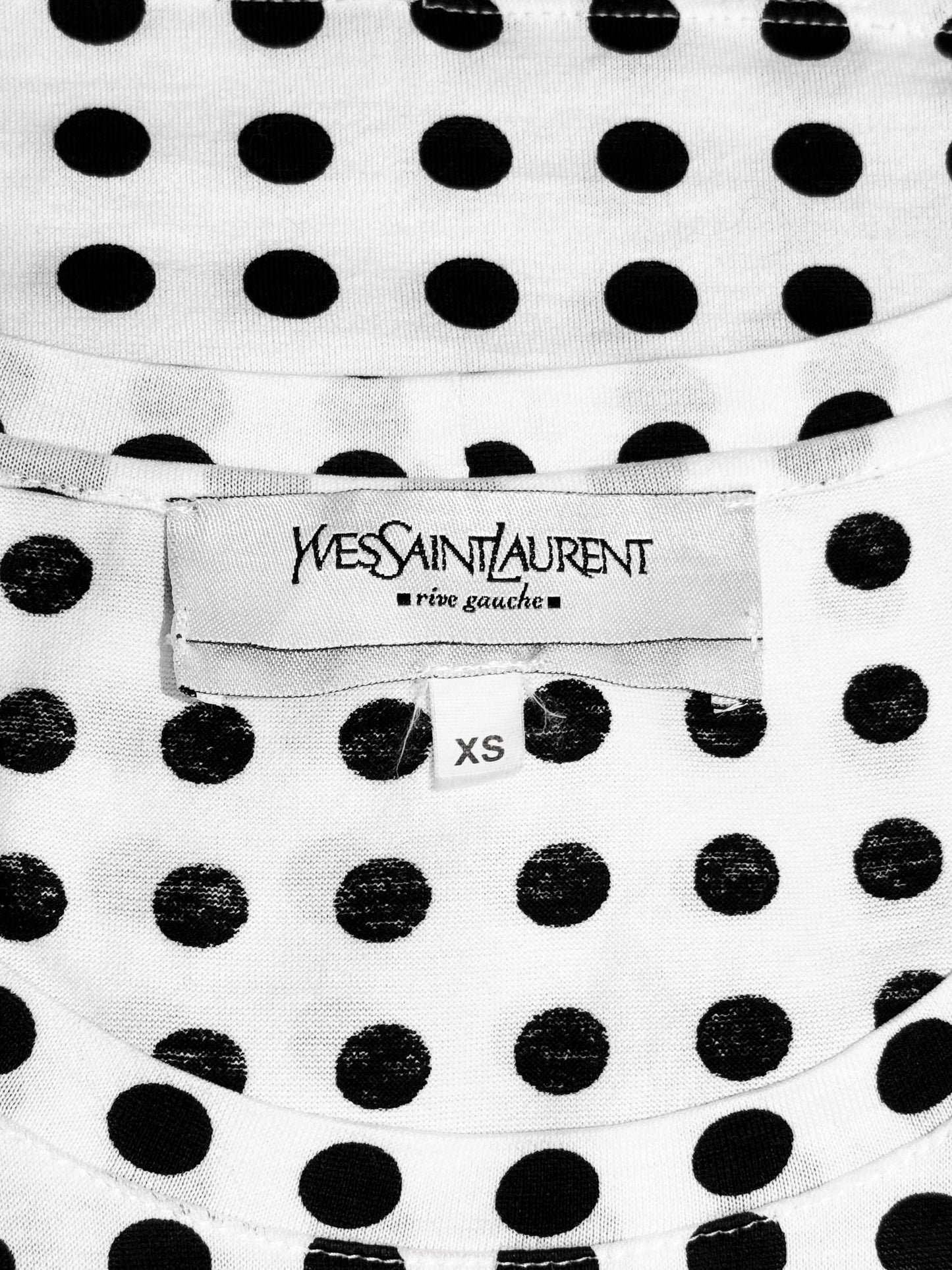Yves Saint Laurent 2000s White and Black Polka Dot YSL Logo Tank Top