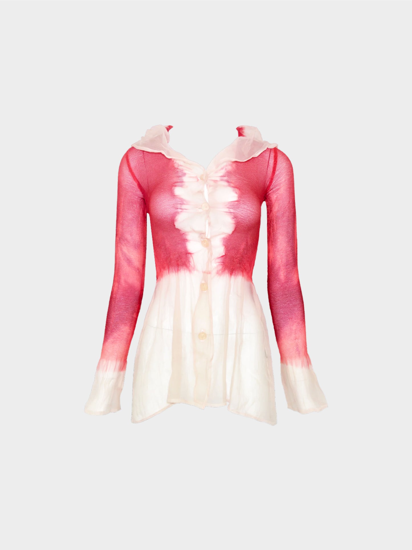 Yoshiki Hishinuma 1990s Rare Gradient Red Peplum Top