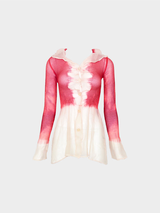 Yoshiki Hishinuma 1990s Rare Gradient Red Peplum Top