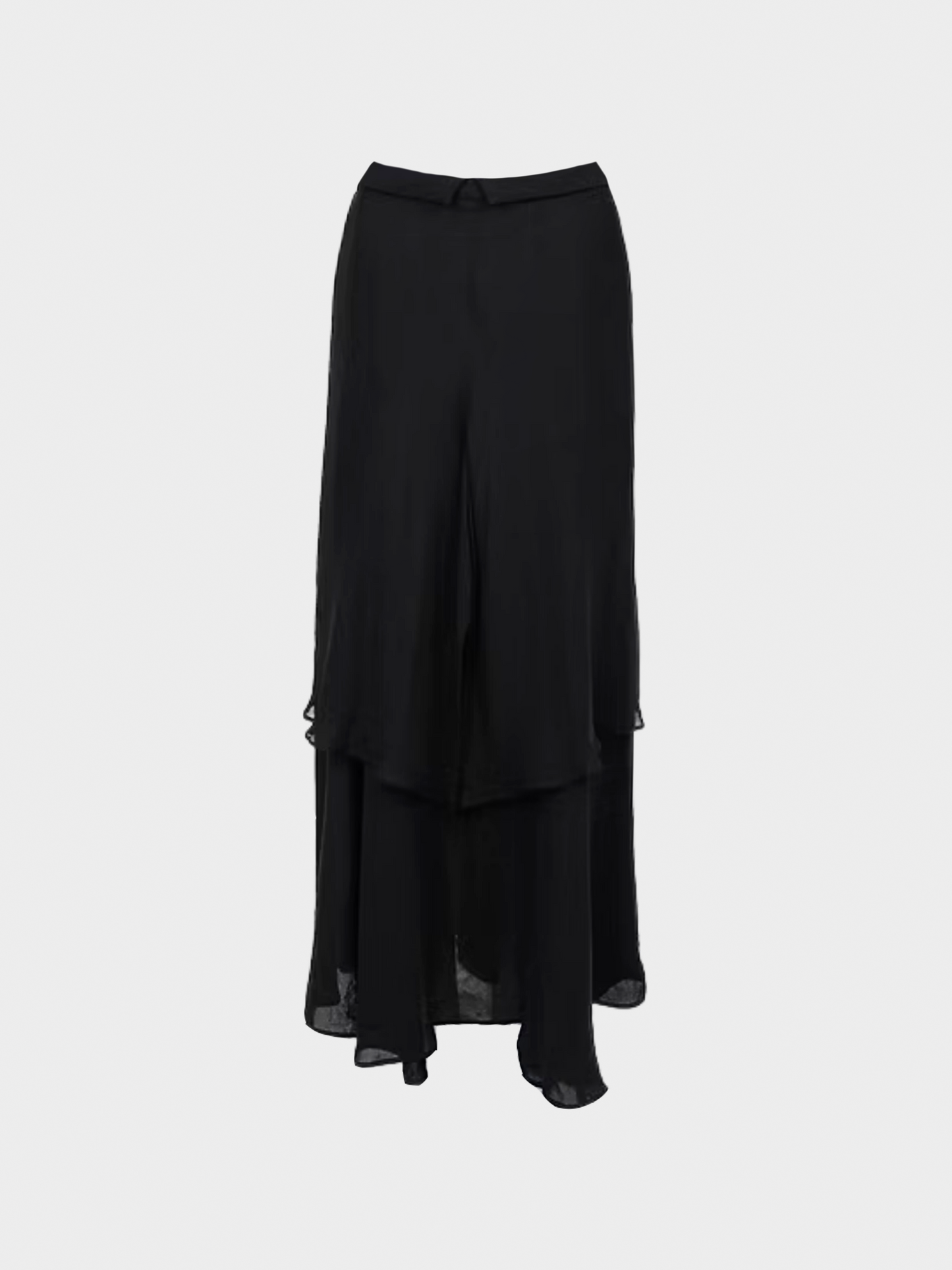 Yohji Yamamoto 2000s +NOIR Black Silk Maxi Skirt