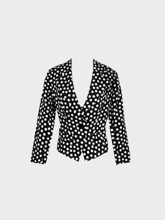 Yves Saint Laurent 1990s Rive Gauche Black and White Polka Dot Jacket