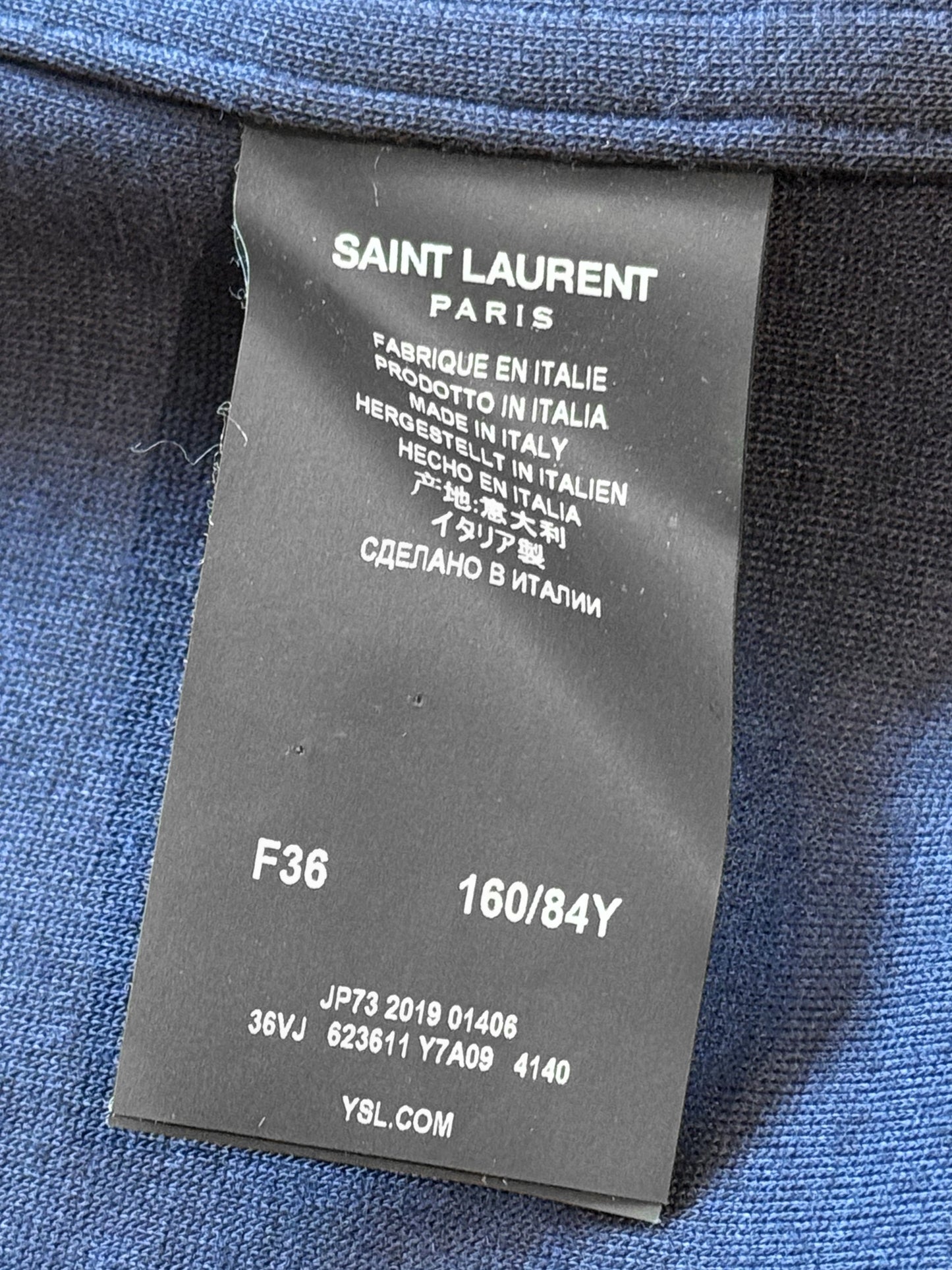Yves Saint Laurent 2019-2020 Dark Blue Wool Logo-Embroidered Jacket