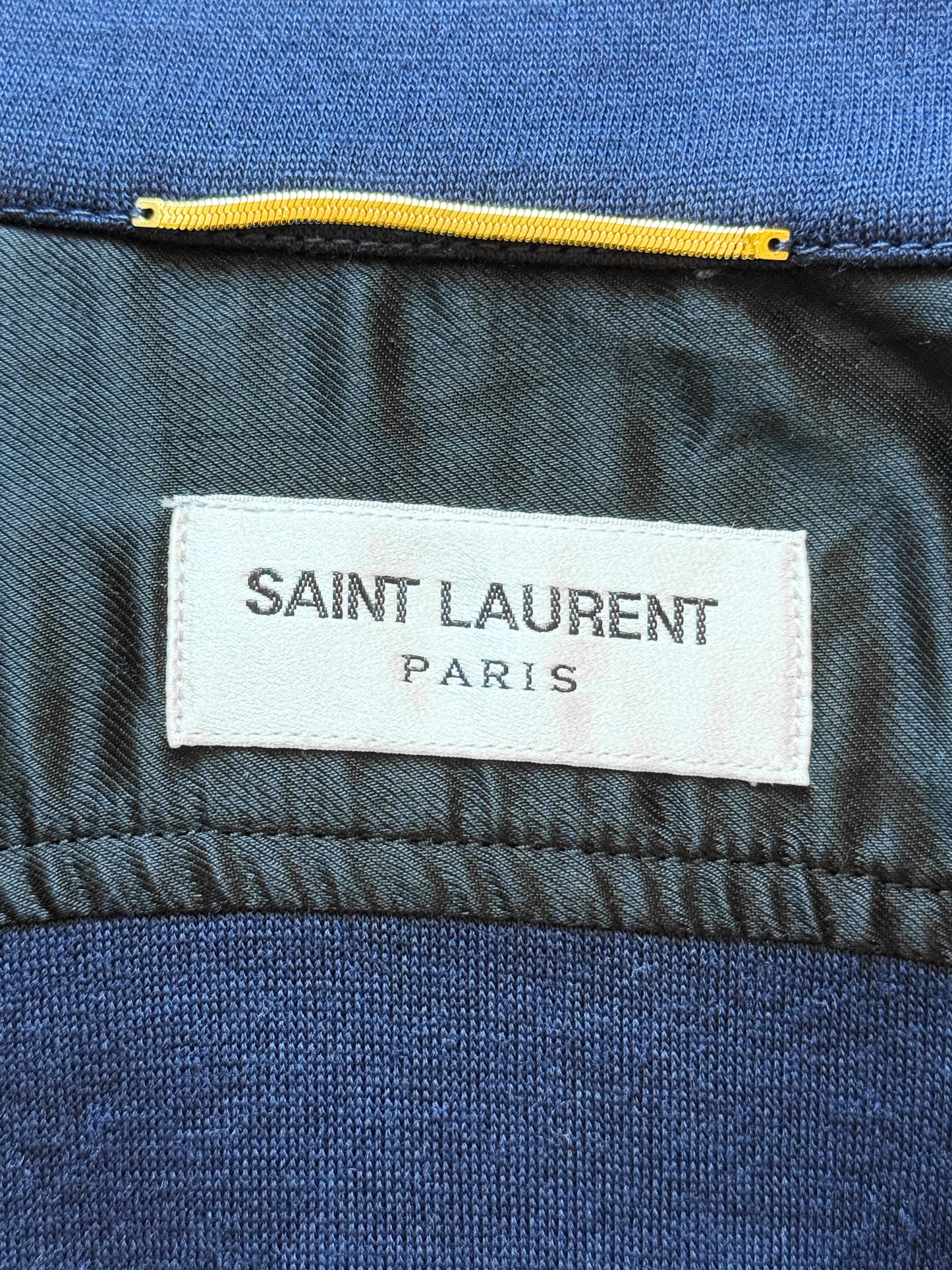 Yves Saint Laurent 2019-2020 Dark Blue Wool Logo-Embroidered Jacket