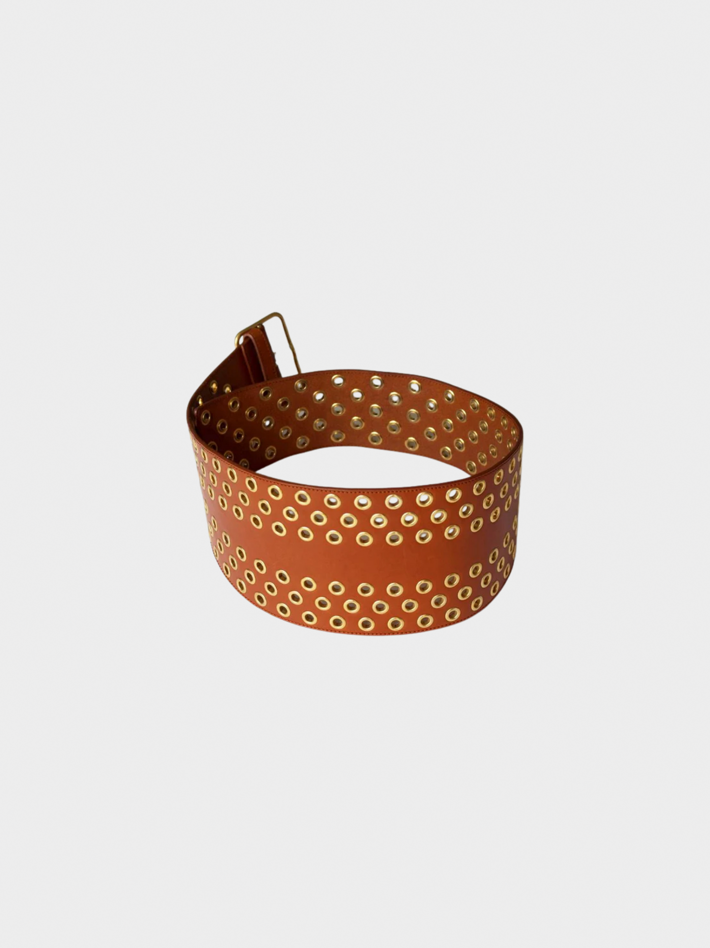 Yves Saint Laurent 2000s Brown Leather Grommet Belt
