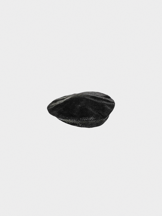 Yves Saint Laurent 1980s Black Leather Beret