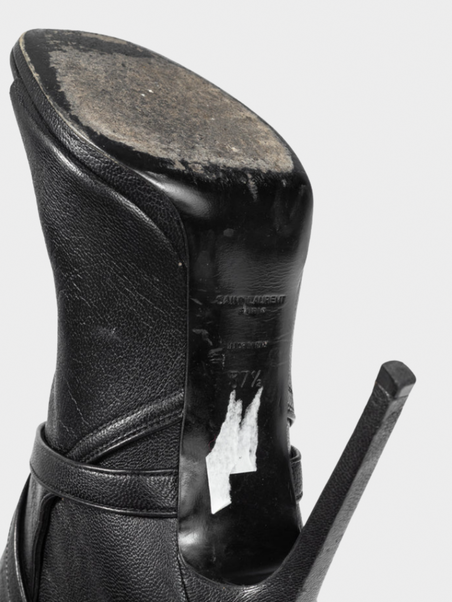 Yves Saint Laurent 2010s Nero Leather Wraparound Open-Toe Booties