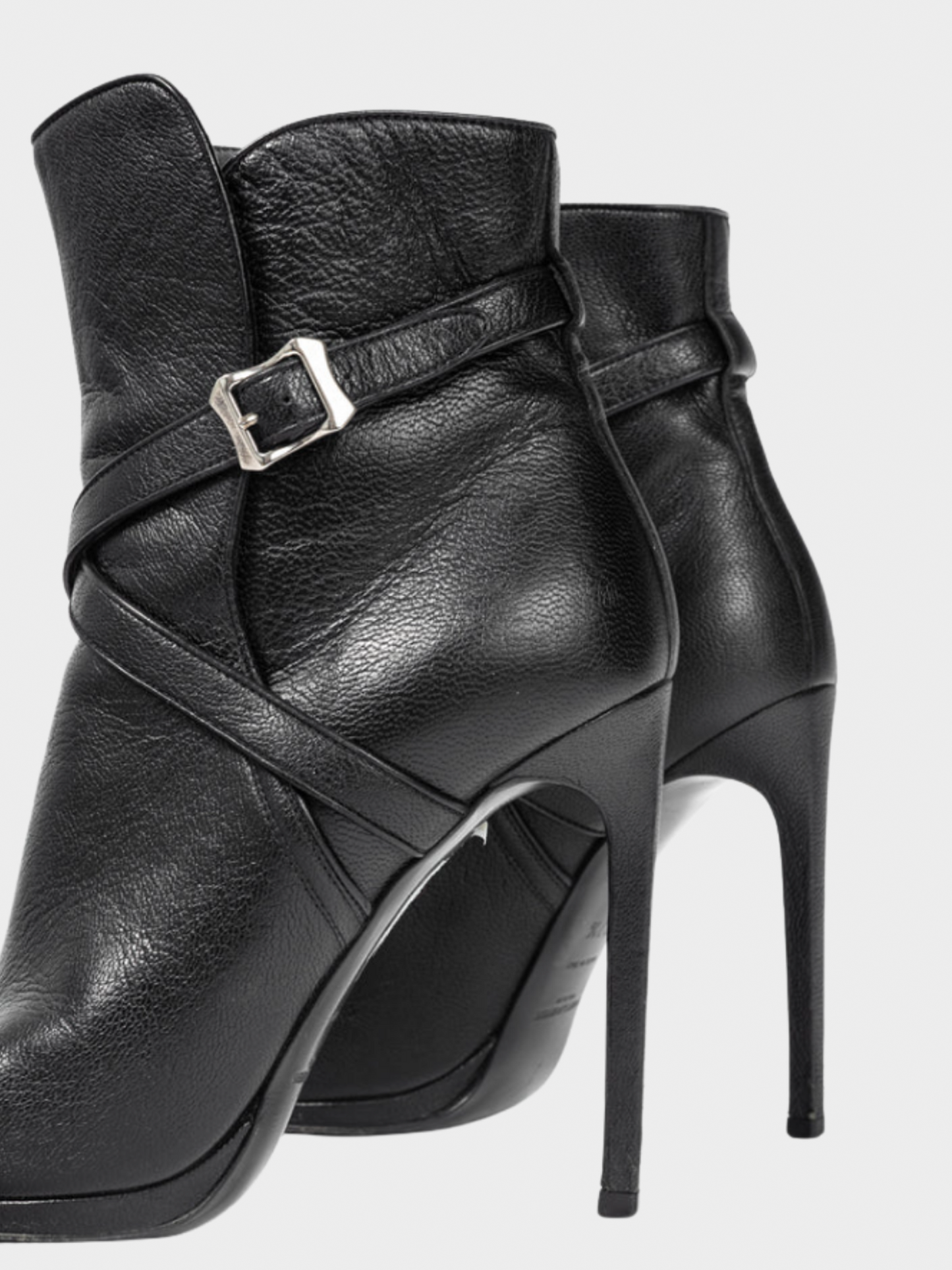 Yves Saint Laurent 2010s Nero Leather Wraparound Open-Toe Booties
