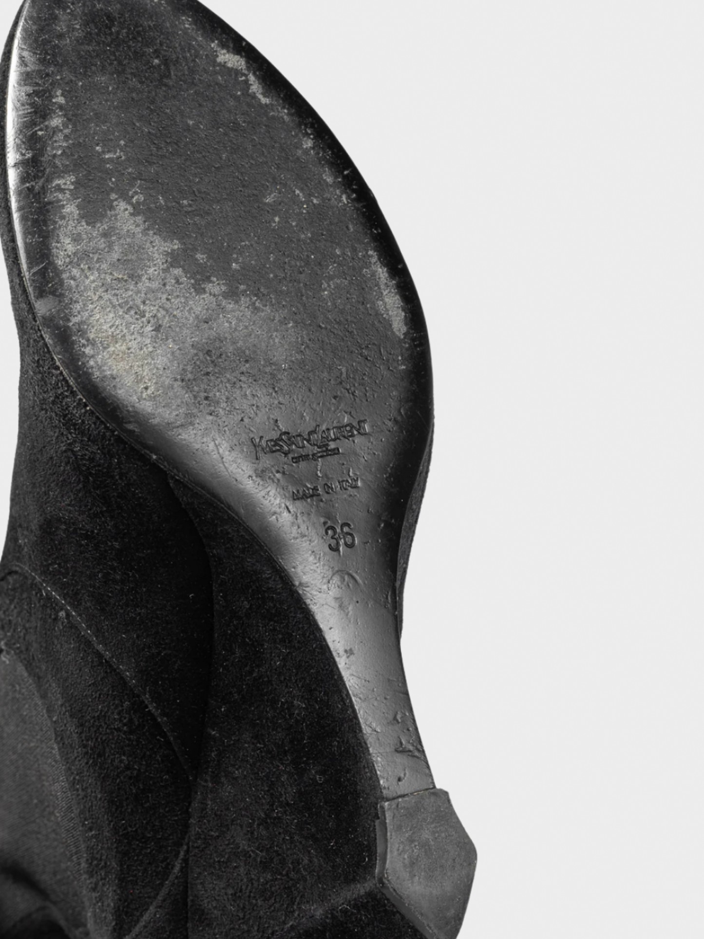 Yves Saint Laurent 2010s Black Nero Suede Chelsea Wedge Booties