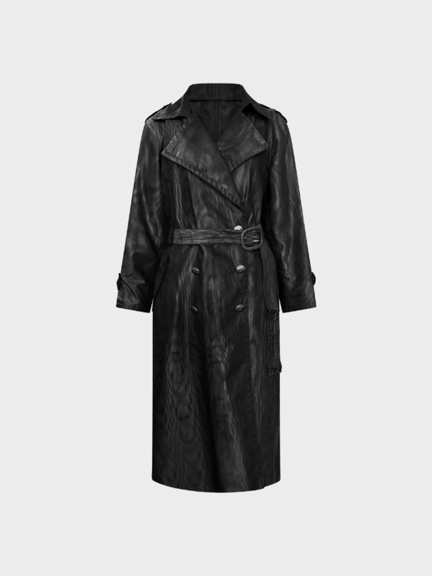 Yves Saint Laurent 1990s Black Moirée Trench Coat
