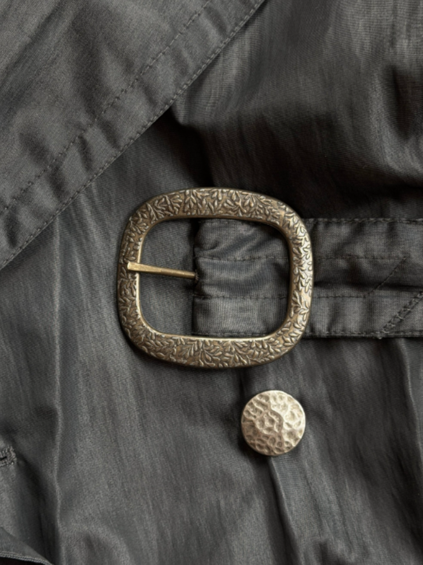 Yves Saint Laurent 1990s Black Moirée Trench Coat