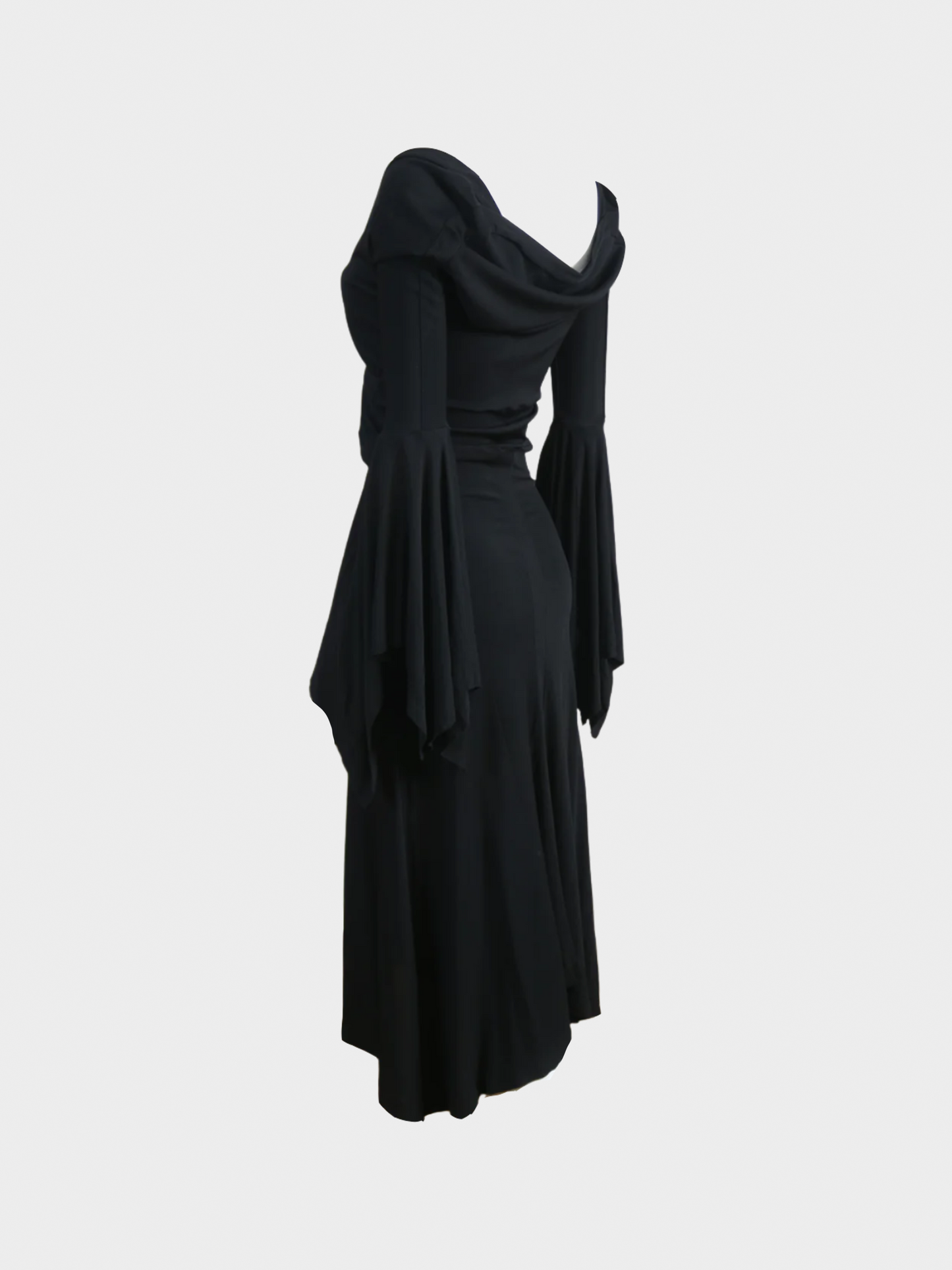 Yves Saint Laurent by Tom Ford 2003 Black Jersey Bell Sleeve Midi Dress
