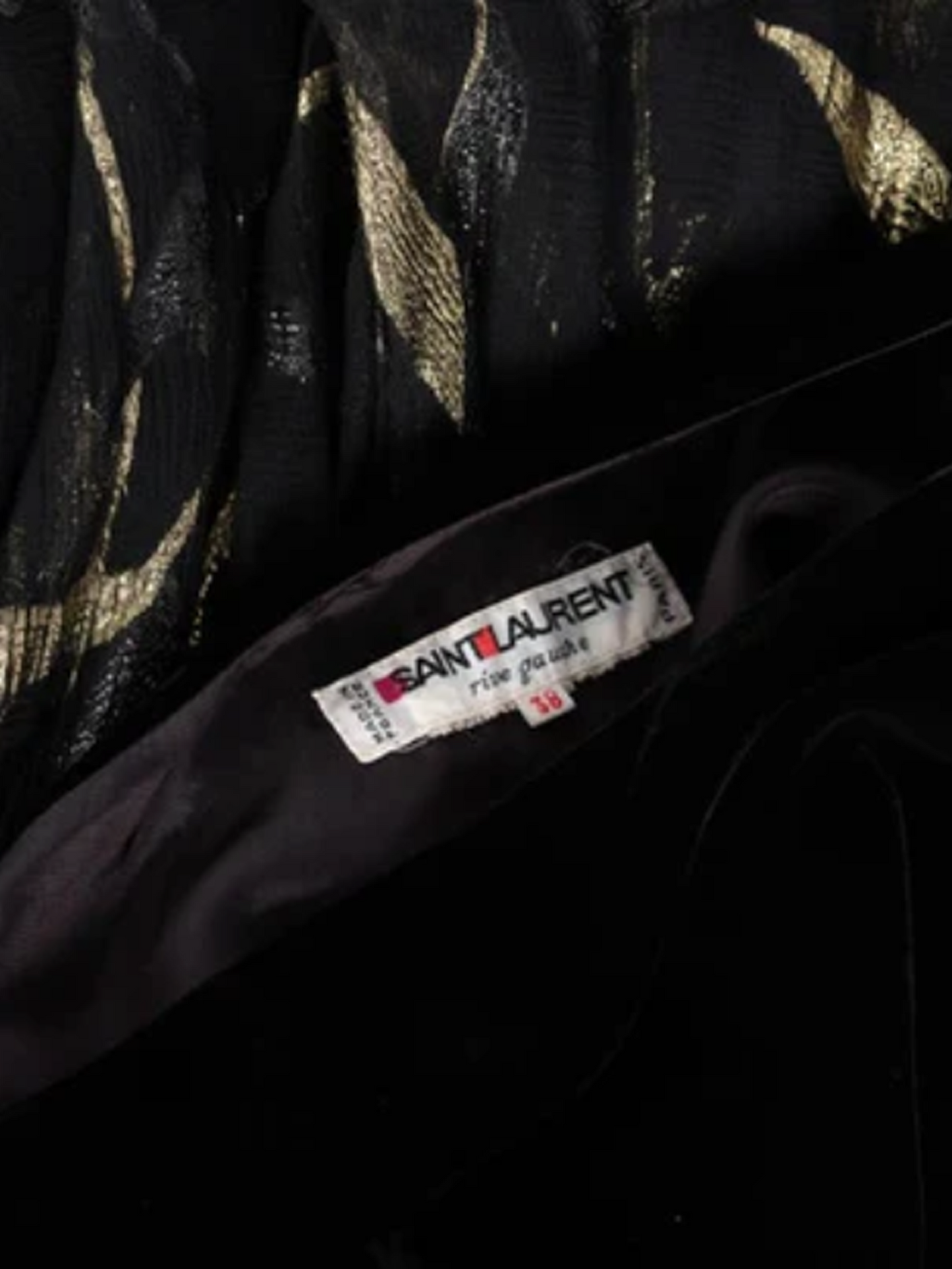 Yves Saint Laurent 1980s One Shoulder Black Velvet Metallic Layered Dress