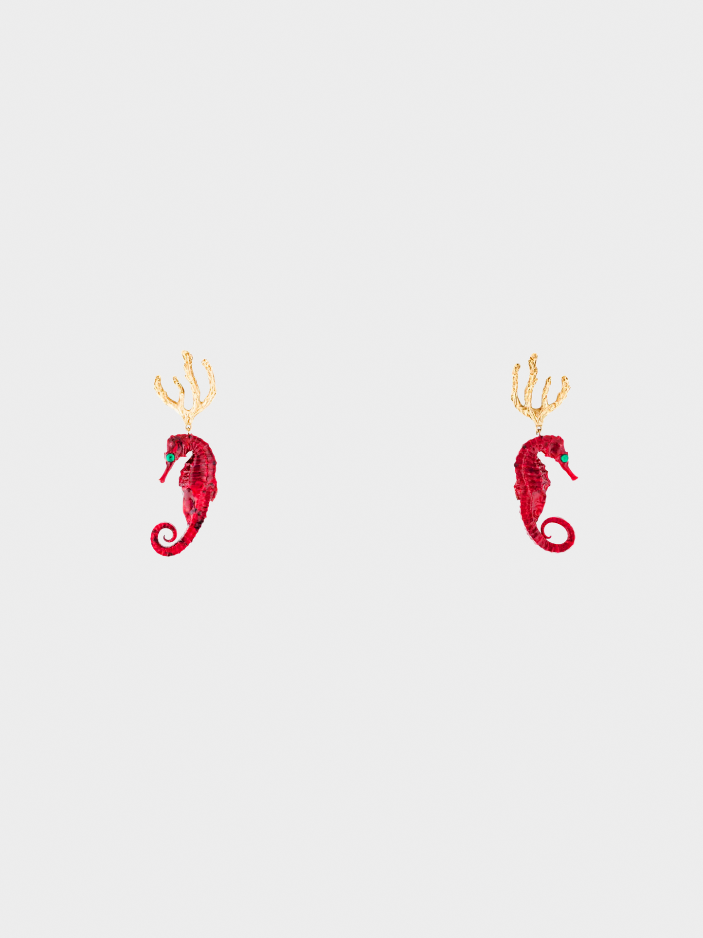 Yves Saint Laurent 1980s Red Gold Seahorse Earrings