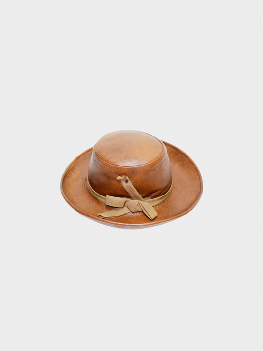 Yves Saint Laurent 1970s Brown Leather Hat Vintage YSL