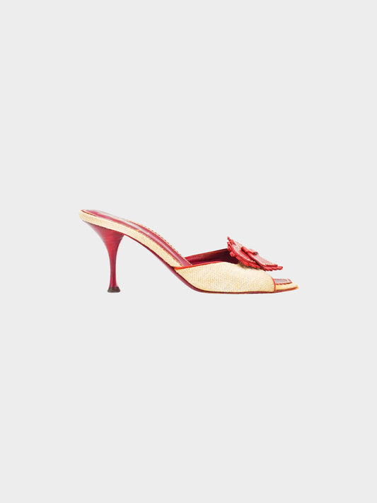 Yves Saint Laurent 1990s Raffia Heart Heels